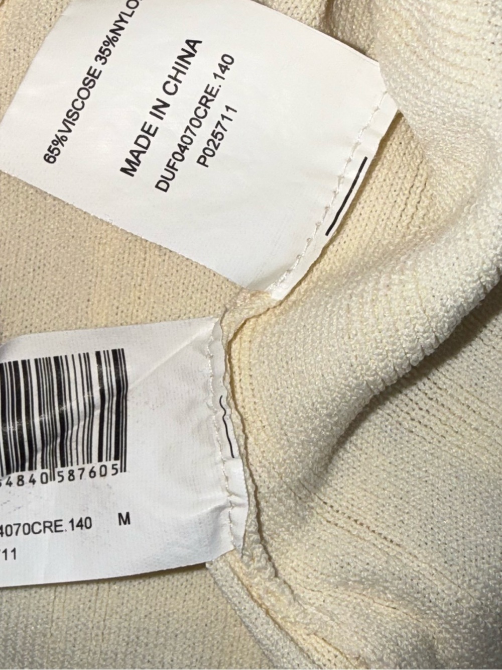 DISSH Cream Ribbed Button Front Long Sleeve Top Size M Cottagecore - Picture 7 of 8